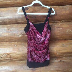 Vintage Y2K Burgundy Velvet Burnout Whimsigoth Fairy Grunge Tank Size Medium